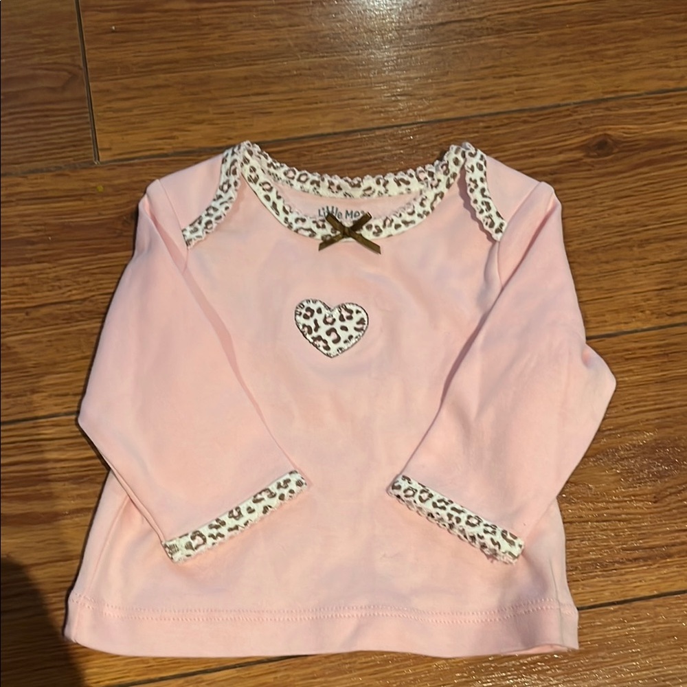 Pink Long Sleeve Kids Shirt with Heart Detail